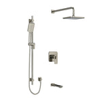 riobel riu 3 way system with hand shower rail tub spout and head shower Brushed Nickel
