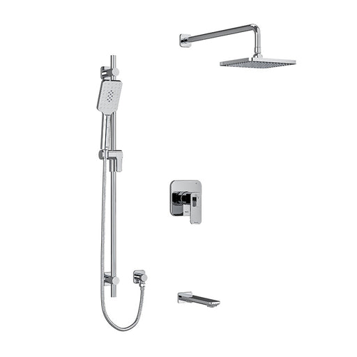 riobel riu 3 way system with hand shower rail tub spout and head shower Chrome