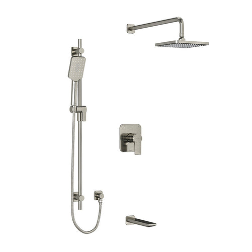 Riobel Fresk 3-Way System with Hand Shower Rail, Shower Head and Tub Spout Brushed Nickel