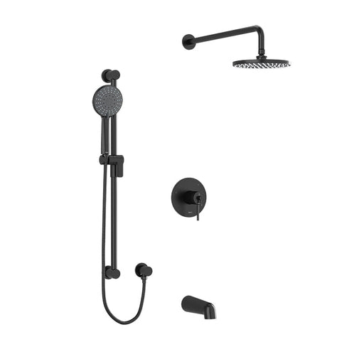 riobel gs 3 way system with hand shower rail shower head and tub spout Black Wall Arm
