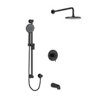 riobel gs 3 way system with hand shower rail shower head and tub spout Black Ceiling Arm