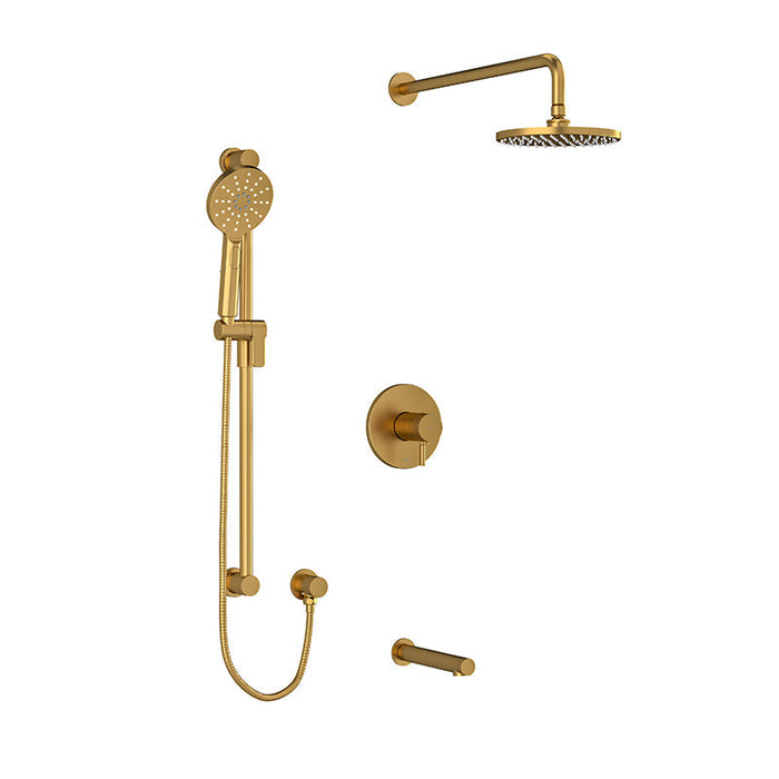 riobel riu 3 way system with hand shower rail shower head and tub spout Brushed Gold Ceiling Arm