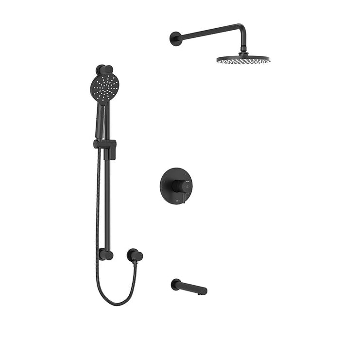 riobel riu 3 way system with hand shower rail shower head and tub spout Black Ceiling Arm