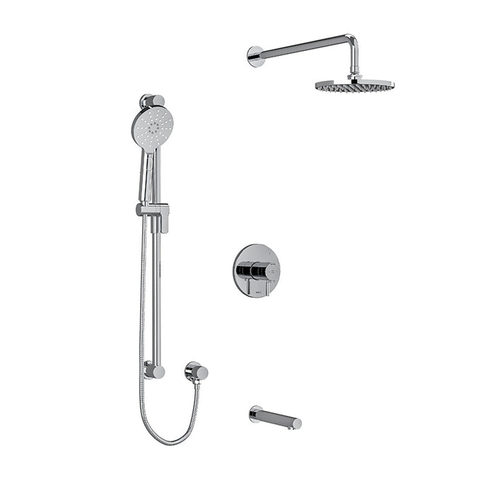 riobel riu 3 way system with hand shower rail shower head and tub spout Chrome Ceiling Arm