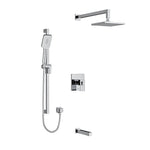 riobel rubik 3 way system with hand shower rail tub spout and head shower Chrome