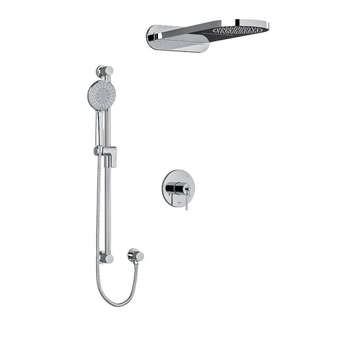 riobel gs 2 way 3 way system with hand shower rail and rain and cascade showerhead Chrome