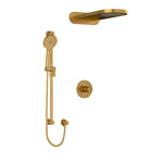 riobel riu 2 way 3 way system with hand shower rail and rain and cascade showerhead Brushed Gold