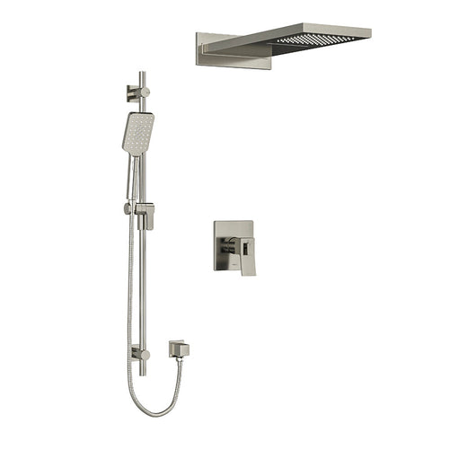 riobel gs 2 way 3 way system with hand shower rail and rain and cascade showerhead Brushed Nickel