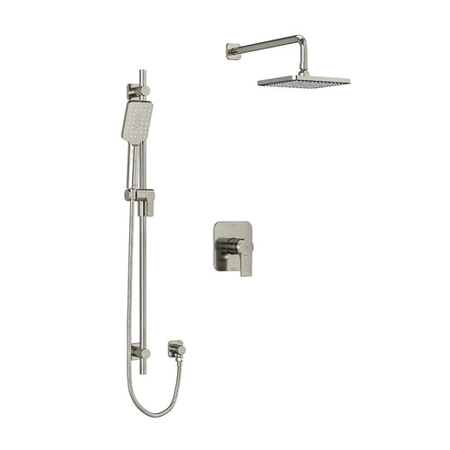 riobel Fresk 2 way system with hand shower and shower head Brushed Nickel Wall Arm