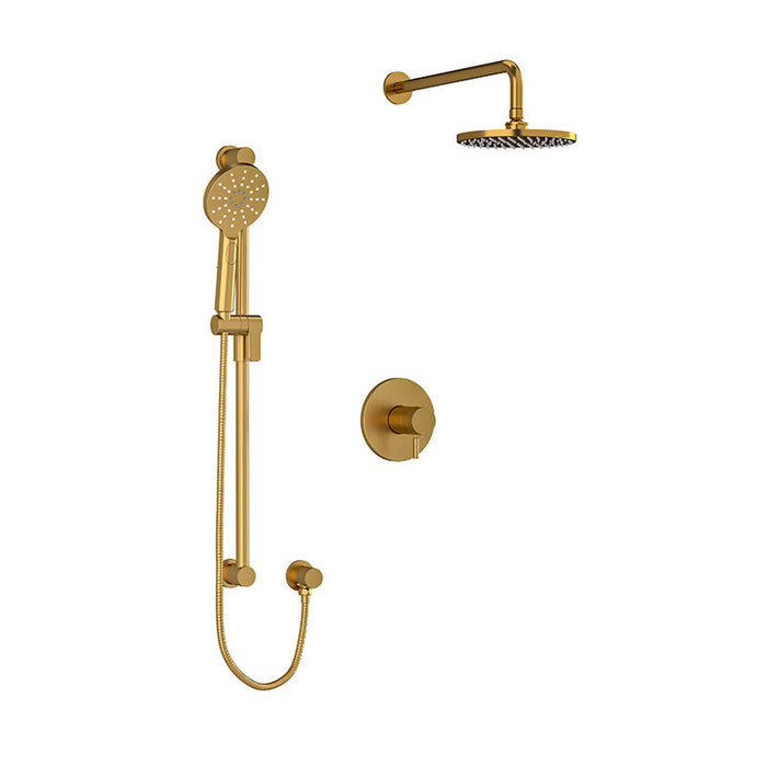 riobel riu 2 way system with hand shower and shower head Brushed Gold Ceiling Arm