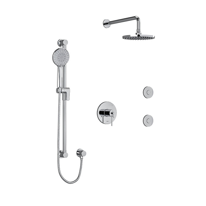 Riobel GS 3-Way System, Hand Shower Rail, Elbow Supply, Shower Head and 2 Body Jets Chrome Ceiling Arm