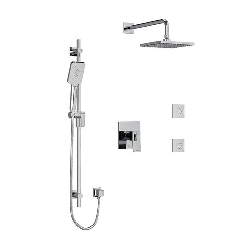 Riobel Zendo 3-Way System, Hand Shower Rail, Elbow Supply, Shower Head and 2 Body Jets Chrome Wall Mount