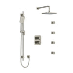 Riobel Equinox System with Hand Shower Rail, 4 Body Jets and Shower Head Brushed Nickel Ceiling Mount