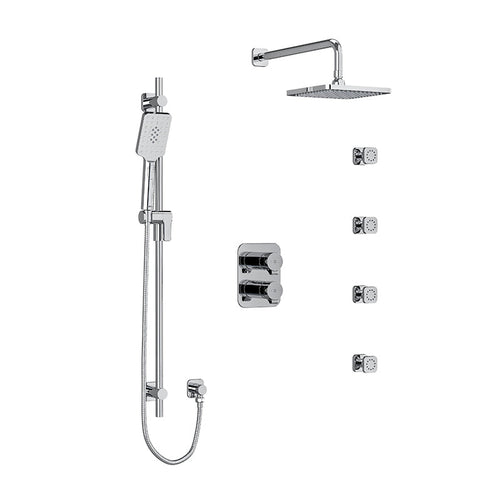 Riobel Fresk System with Hand Shower Rail, 4 Body Jets and Shower Head Chrome Wall Mount