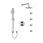 Riobel GS System with Hand Shower Rail, 4 Body Jets and Shower Head Chrome Wall Arm