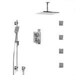 Riobel Zendo Double Coaxial System with Hand Shower Rail, 4 Body Jets and Shower Head Chrome Ceiling Mount