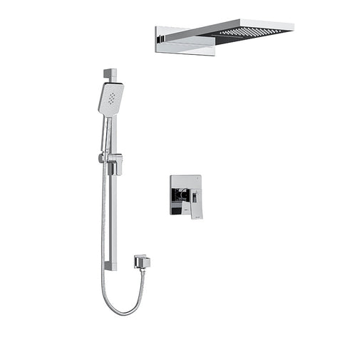riobel premium kit 2 way 3 way system with hand shower rail and rain and cascade showerhead Chrome