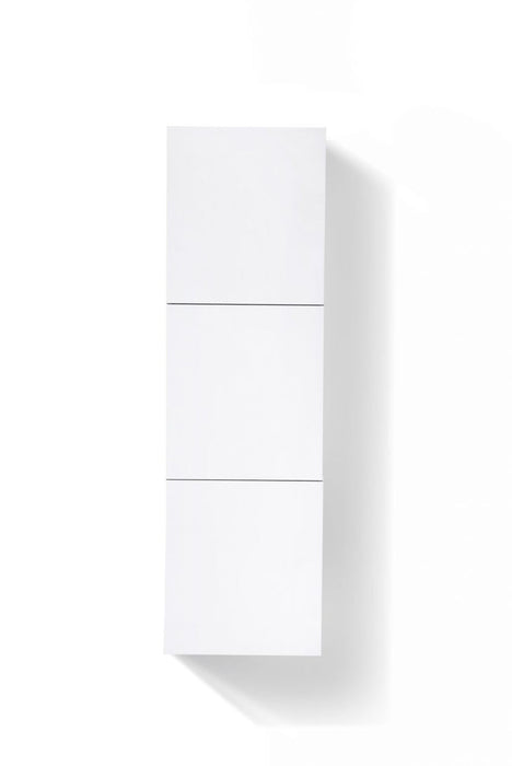 bliss 18 wide by 59 high linen side cabinet with three doors in gloss white finish kubebath