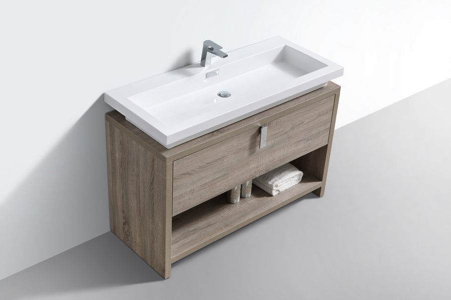 levi 48 butternut modern bathroom vanity w cubby hole kubebath