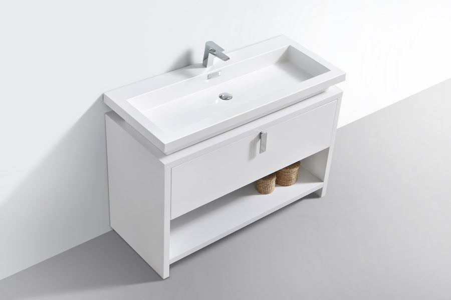 levi 48 butternut modern bathroom vanity w cubby hole kubebath