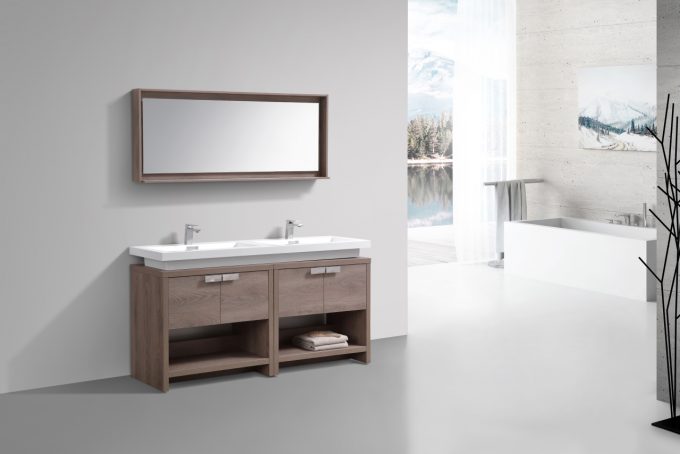 levi 63 butternut modern bathroom vanity w cubby hole kubebath