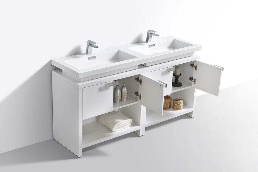 levi 63 butternut modern bathroom vanity w cubby hole kubebath