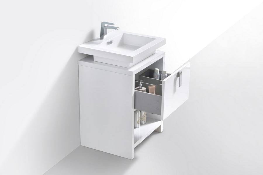 levi 24 ash gray modern bathroom vanity w cubby hole kubebath