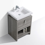 levi 24 havana oak modern bathroom vanity w cubby hole kubebath