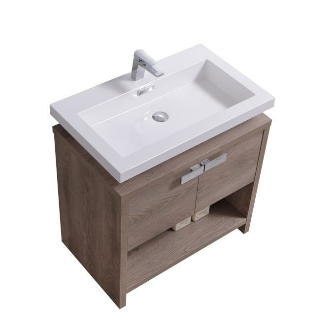 levi 32 butternut wood modern bathroom vanity w cubby hole kubebath