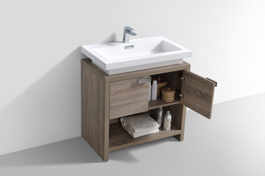 levi 30 butternut wood modern bathroom vanity w cubby hole kubebath