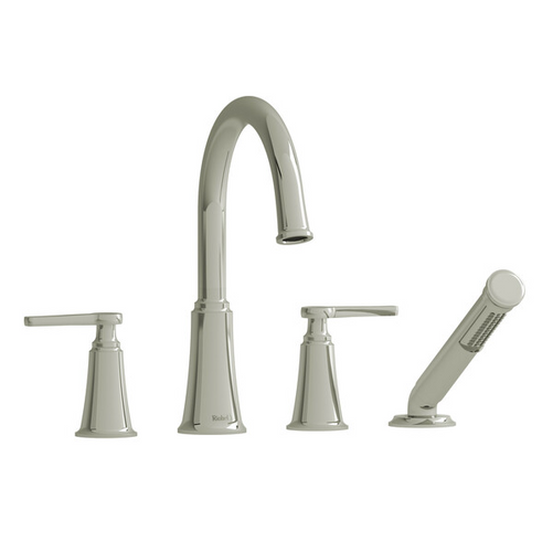 Riobel Momenti 4-Piece Deck-Mount Tub Filler with Hand Shower Polished Nickel
