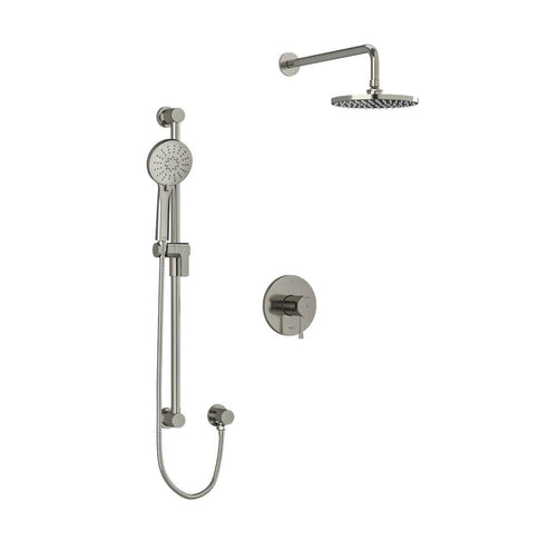 riobel Edge 2 way system with hand shower and shower head Brushed Nickel Ceiling Arm