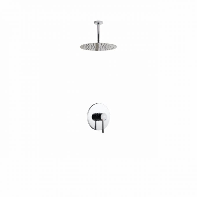 aqua rondo Chrome shower set w ceiling mount rain 12 shower head kubebath