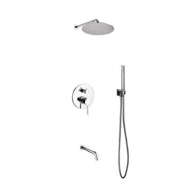 aqua rondo shower set with 12 rain shower tub filler and handheld kubebath chrome