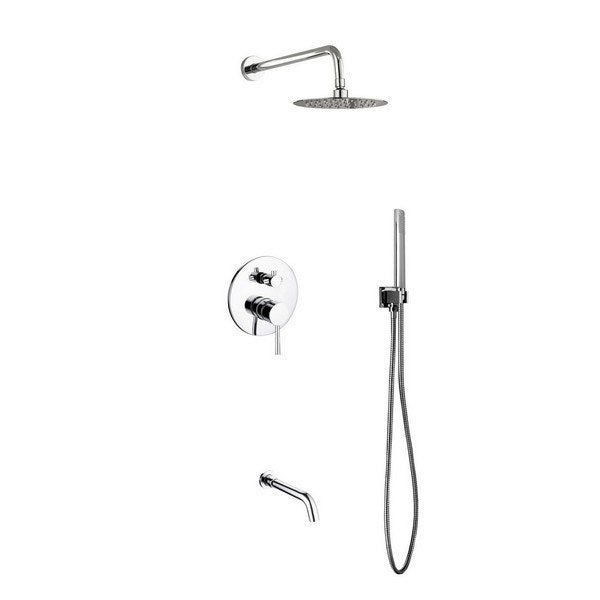 aqua rondo shower set with 8 rain shower tub filler and handheld kubebath chrome