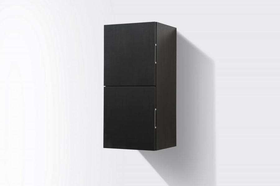 bliss 12 wide by 24 high linen side cabinet with two doors in black wood finish kubebath