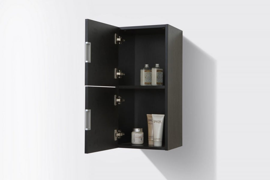 bliss 12 wide by 24 high linen side cabinet with two doors in black wood finish kubebath
