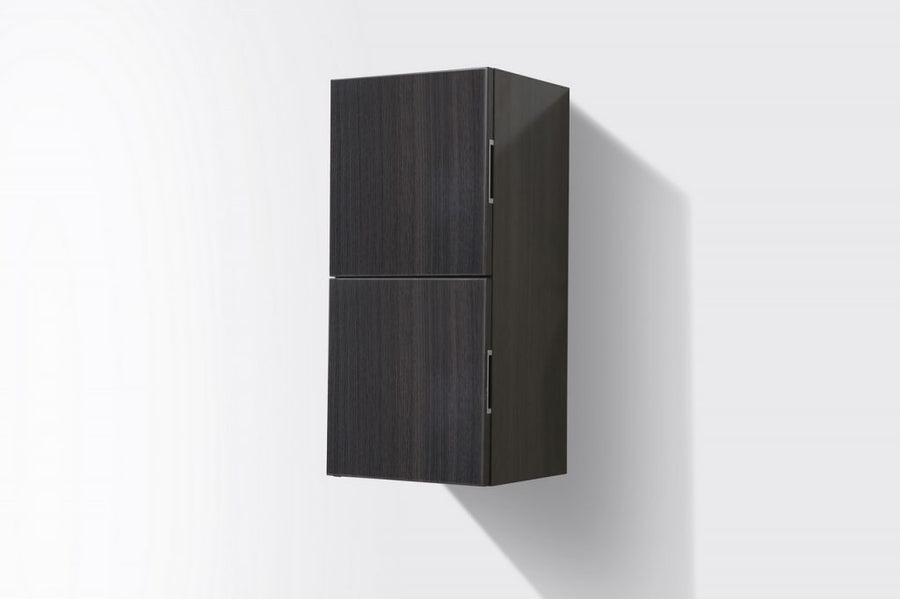 bliss 12 wide by 24 high linen side cabinet with two doors in gray oak finish kubebath