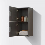 bliss 12 wide by 24 high linen side cabinet with two doors in gray oak finish kubebath