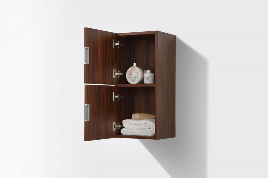 bliss 12 wide by 24 high linen side cabinet with two doors in walnut finish kubebath