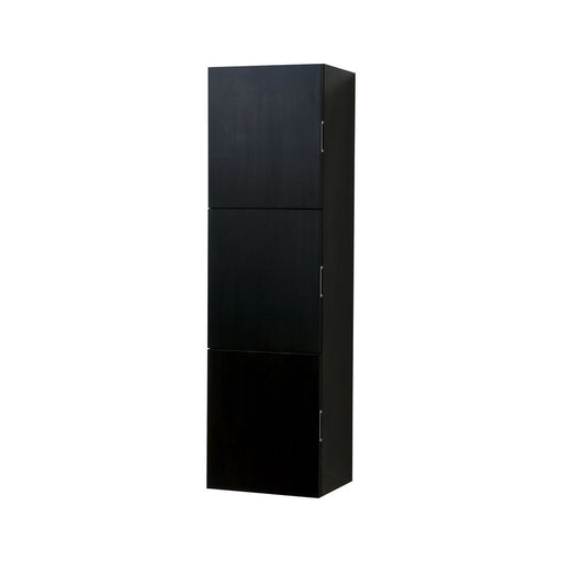 bliss 18 wide by 59 high linen side cabinet with three doors in black wood finish kubebath