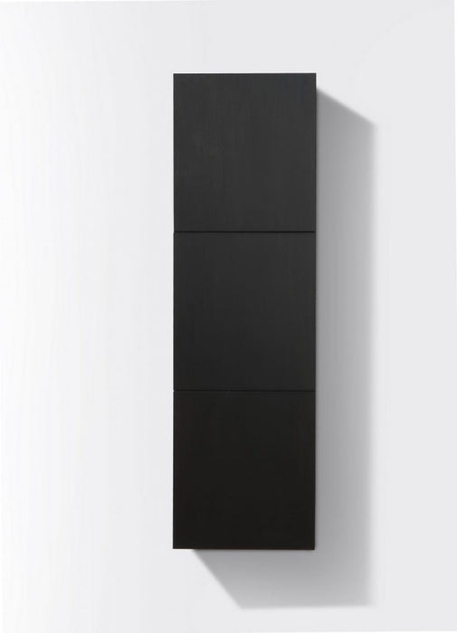 bliss 18 wide by 59 high linen side cabinet with three doors in black wood finish kubebath