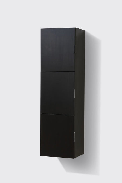bliss 18 wide by 59 high linen side cabinet with three doors in black wood finish kubebath