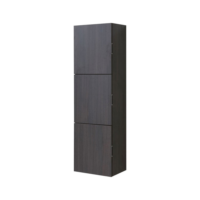 bliss 18 wide by 59 high linen side cabinet with three doors in gray oak finish kubebath