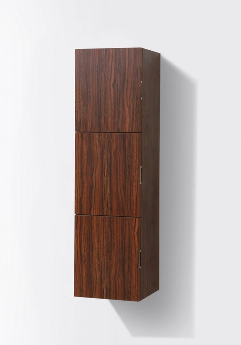 bliss 18 wide by 59 high linen side cabinet with three doors in walnut finish kubebath