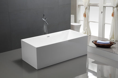Vanity Art Vega 59" Acrylic Freestanding Bathtub White