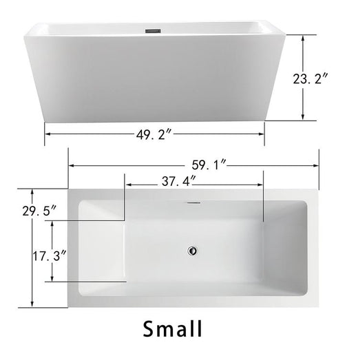 Vanity Art Axis 59" Acrylic Freestanding Bathtub White