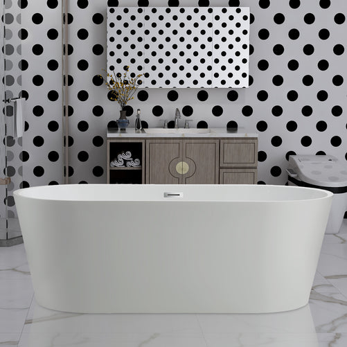 Vanity Art Palma 59" Acrylic Freestanding Bathtub White