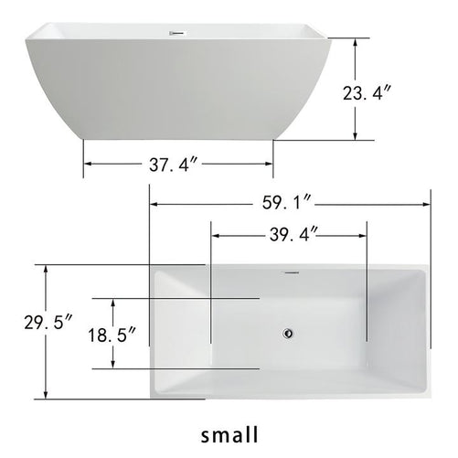 Vanity Art Adessa 59" Acrylic Freestanding Bathtub White