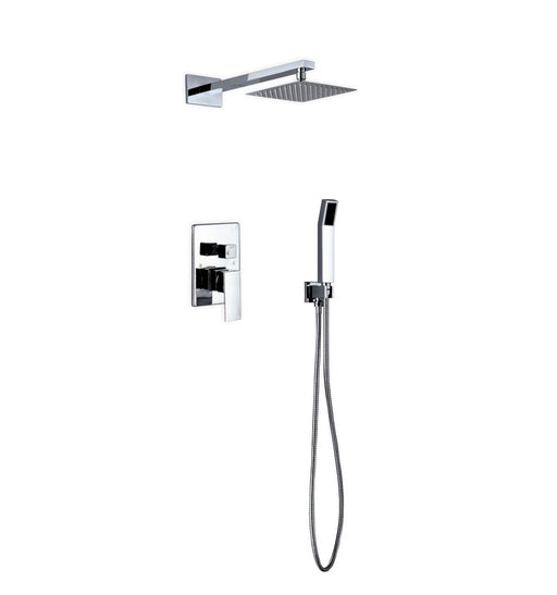 aqua piazza brass shower set square rain shower and handheld kubebath 8 Chrome 